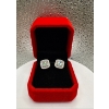 Image 3 : 4ct Round Moissanite in Center with 48 Round Cubic Zirconia in Square Halo in 925 Silver Earrings