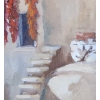 Image 2 : Ceramic Pots on Stairs 14 X 16, Paint on Canvas, Signature Illegible