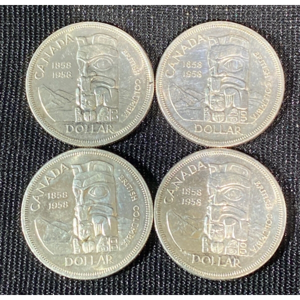 1958 Canadian Silver Dollar Coins