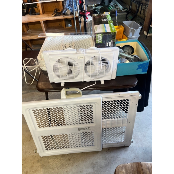 Window AC fan large/ small Safety 1st baby/dog gate Outdoor lights solar powered pack of 10 New/used
