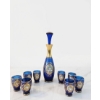 Image 3 : Blue and Gold Floral Enamelled Decanter Set with 8 Glasses