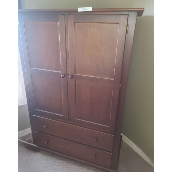 Lovley Two Drawer Wood Armoire 42 1/2 w 62 1/2 h