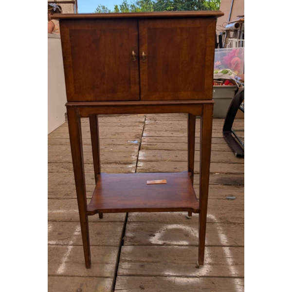 Wooden Cabinet with Double Doors and Shelf, 37 Inches Tall