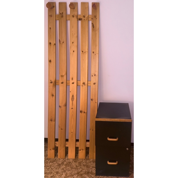 Metal Two-Drawer Filing Cabinet with Wooden Handles