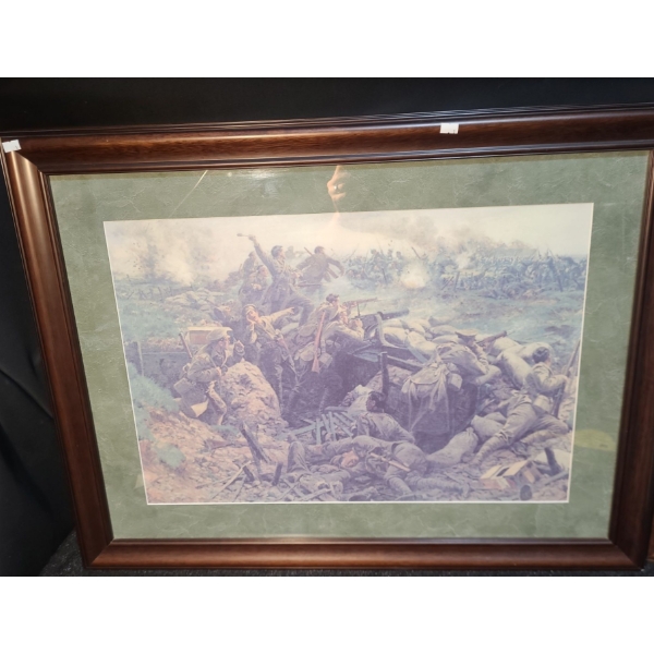 War- Trench Battle, 27 x 36 Print Framed Under Glass	