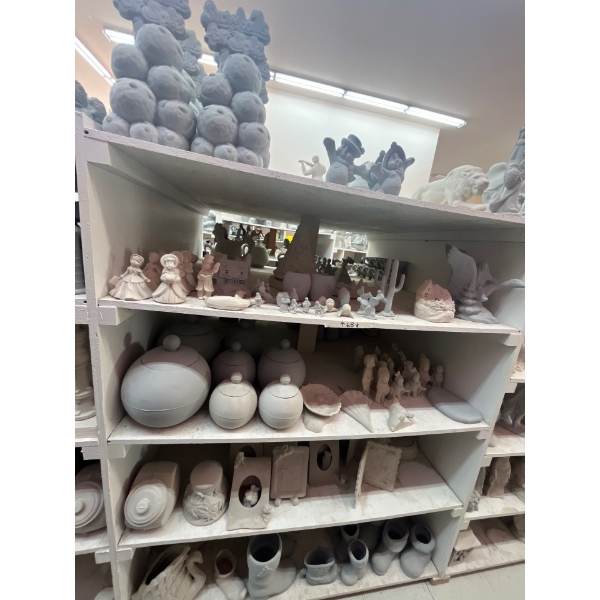  ceramic greenware all contents on shelf