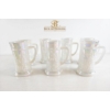 Image 3 : Vintage Federal Glass Iridescent White Milk Glass Beer Steins, Featuring An Embossed Colonial Tavern