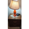 Image 1 : Nightstand 20.5 W, 16 D, 21.5 T, Ceramic Lamp 4 X4 Base, 23.5 T to Top of Finial, Sony Alarm ICF-C12