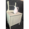 Image 2 : Baker & Co. Pearl White Pitcher with Wooden Washstand