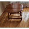 Image 1 : Expandable Round Wooden Side Table With Turned Legs