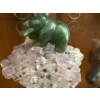 Image 8 : Green Glass Pine Tree Art Sculpture, Stacked, Lad Dec 2006, Jade Amethyst Bear,   Porcelain Plate