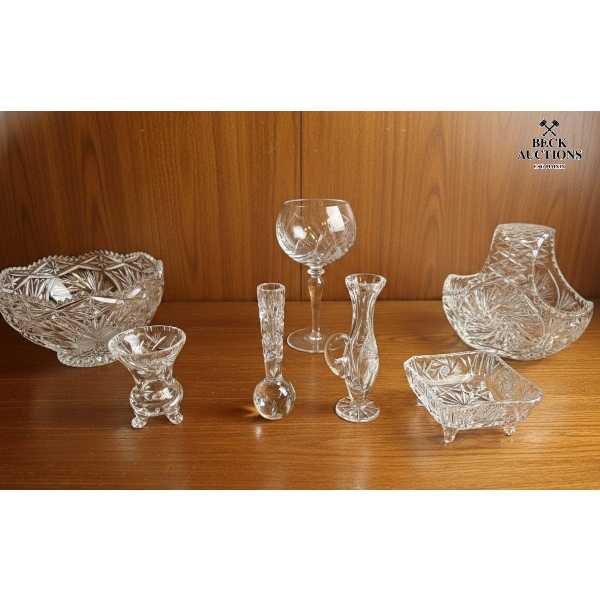 Vintage Cut Crystal Serving Ware And Decorative Pieces.