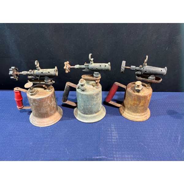 3 Medium Antique Plumbing Torches 