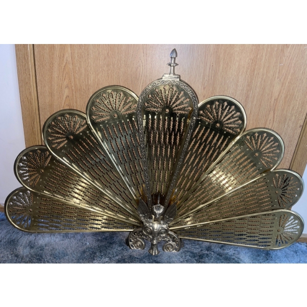 Brass Victorian Fireplace Screen - Gargoyle Fan