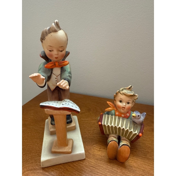 Pair of Hummel Musical Boy Figurines, Some Damage Repaired - 6T 