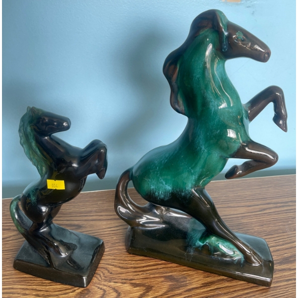 Vintage Blue Mountain Pottery One Large One Small Horses Twelve Inches