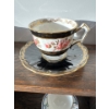 Image 6 : 6 Assorted Antique Tea Cups w/ Handmade Wood Shelf 24T