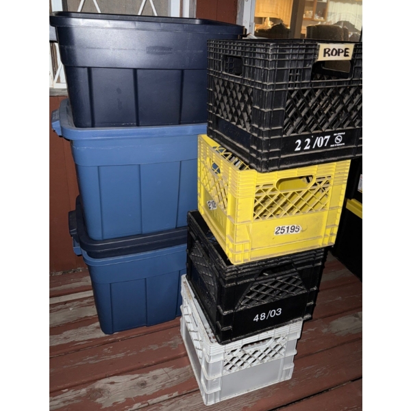 Ventilated Storage Bins w/ Lids & 4 Trusted Milk Crates 