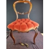 Image 1 : Victorian Balloon Back Chair with Red Upholstery and Brass Casters
