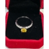Image 3 : 1ct Round Yellow Moissanite with 10 Cubic Zirconium Chips Set in Sterling Silver Ring