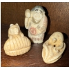 Image 1 : Hand Carved Ivory Okimono Figures 2.5T (3)