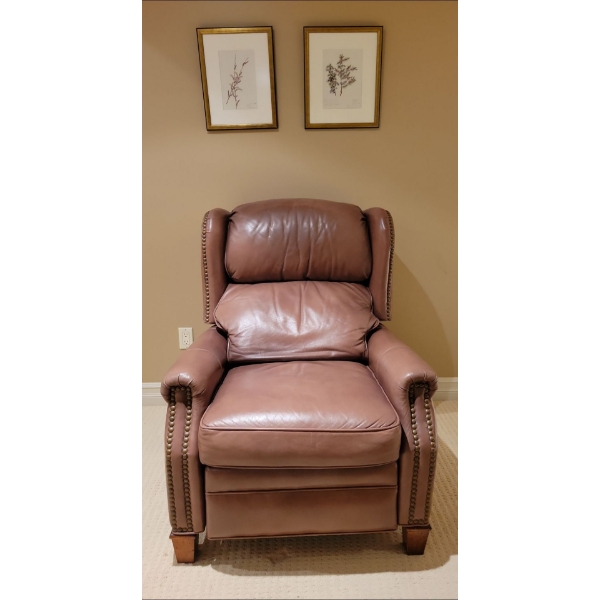 Genuine Leather Studded Recliner w/ Tasselled Pillow Only 34x38x41