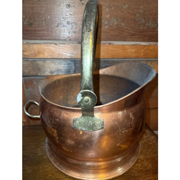 20th Century Copper Helmut Coal Scuttle- Victorian English Quality Fireplace Basket