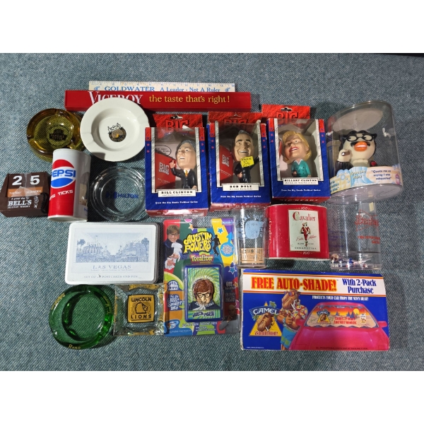 
collectables: Bobble-heads Ash trays etc.