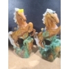 Image 3 : Fairy Figurine, Pair of Ceramic Horses 8 X 12, Forestville Clock 9 T 6" Diameter Base