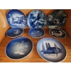 Image 1 : German and Danish Decorative Blue and White Porcelain Plates, Largest 7.5 Inches