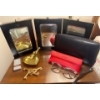 Image 1 : Ladies Accessory Lot - Brass Trinket Dish Tri Folding Mirror Skeleton Keys Eye Glasses & more