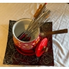 Image 3 : Vintage Fondue Set w/ Decorative Square Plate & More