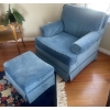 Image 2 : Vintage Blue Velvet Accent Chair w/ Ottoman Only 27x33x39