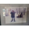 Image 5 : Two Prints of Children Outdoors in Winter- Artist Illegible, 26.5 X 22.5 Framed Under Glass 