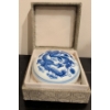 Image 4 : Navy & White Porcelain Pill Box 2"D w/ Assorted Photo Frames & Corn Husk Pioneer 