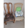 Image 5 : Dining Chairs: Two w/ Light Upholstery: 20 W, 18 D, 39.5 T and Two 18.5 W, 18.5 D, 39 T 