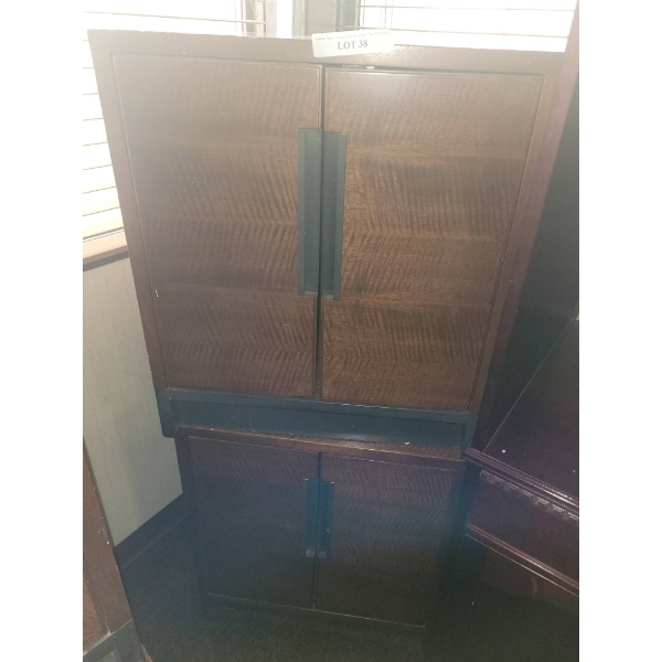 Wood Storage Cabinets with Metal Handles, two sizes