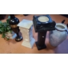 Image 1 : Ceramic Pillars 19 T Plus Base/ Pot, Brown Vase 25 T, Also Includes Blue Vase and Plants
