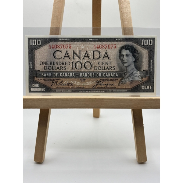 1954 uncirculated $100 bank of Canada, Beattie/ Coyne Sn# 4687975 