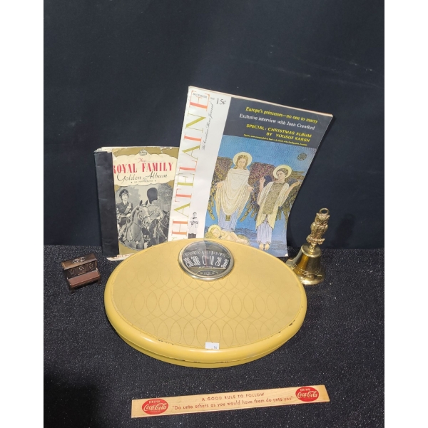 The Royal Family Golden Album, Chatelaine Dec/60, Owl Bell 7 T, Mini Decor Piano, Borg Scale 14 X 11