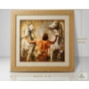 Image 1 :  "Furiose" Art Print Featuring A Classical Scene Of A Man Restraining Two White Horses 38''H, 41''W