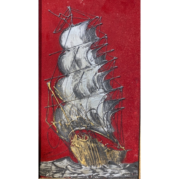 Black Velvet Painting Of Sailing Ship