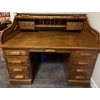 Image 5 : Antique Oak Roll-Top Desk W/Matching Chair  37x29x49"tall