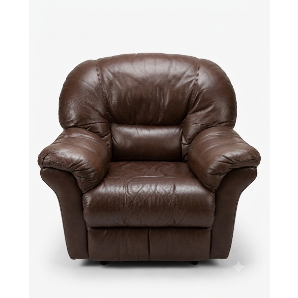 Brown Leather Recliner Chair With Plush Padding