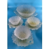 Image 1 : California Pastel Mist Frosted Glass - Large Bowl & Plate, 3 Smaller Cups w/ Plates