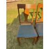 Image 2 : 4 Oak Antique Chairs With Blue Leather seating Surface W18" H37"  