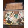 Image 1 : Lot: Blue Suitcase, Round Black Mirror, Sunflower and Butterfly Decor
