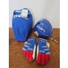 Image 5 : ITech Blue Hockey Helmet, Carrying Bag, and Sher-Wood 4015 Gloves Set