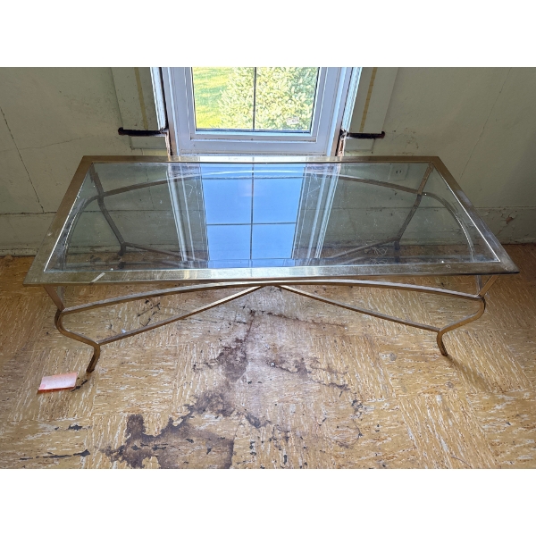 Glass Top and Brass Coffee Table