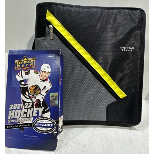 Binder of Upper Deck 2021/22 Series 2 Collector Hockey Cards